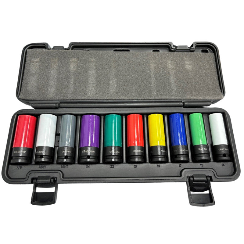 1/2" Krachtdoppenset, lang dunwandig, 10dlg