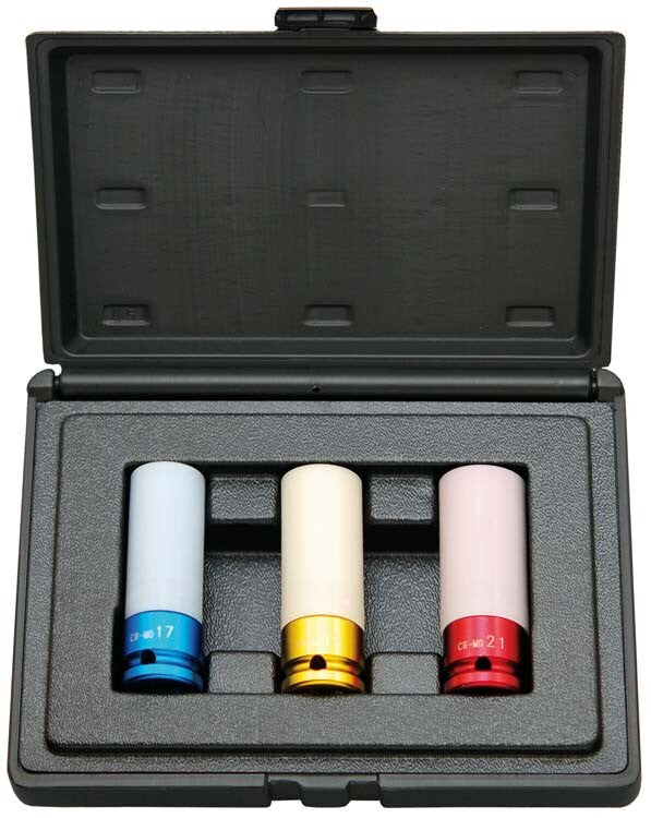 1/2" Krachtdoppenset, lang dunwandig, 3dlg