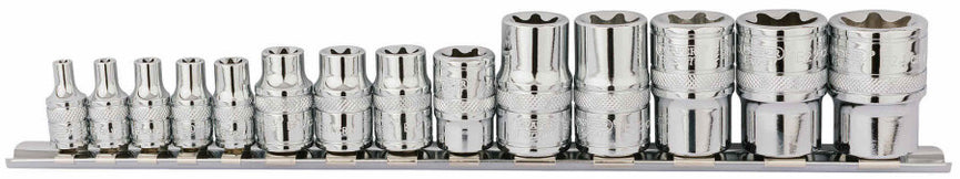 1/4"+3/8"+1/2" Doppenrail E-torx, 14dlg
