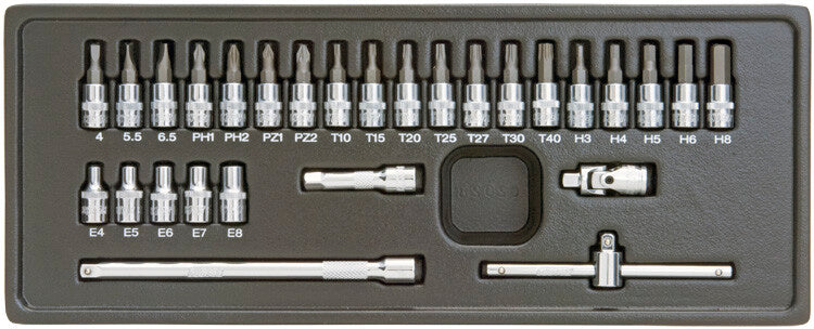 1/4" Bitdop+E-torxset, 28dlg, S-module