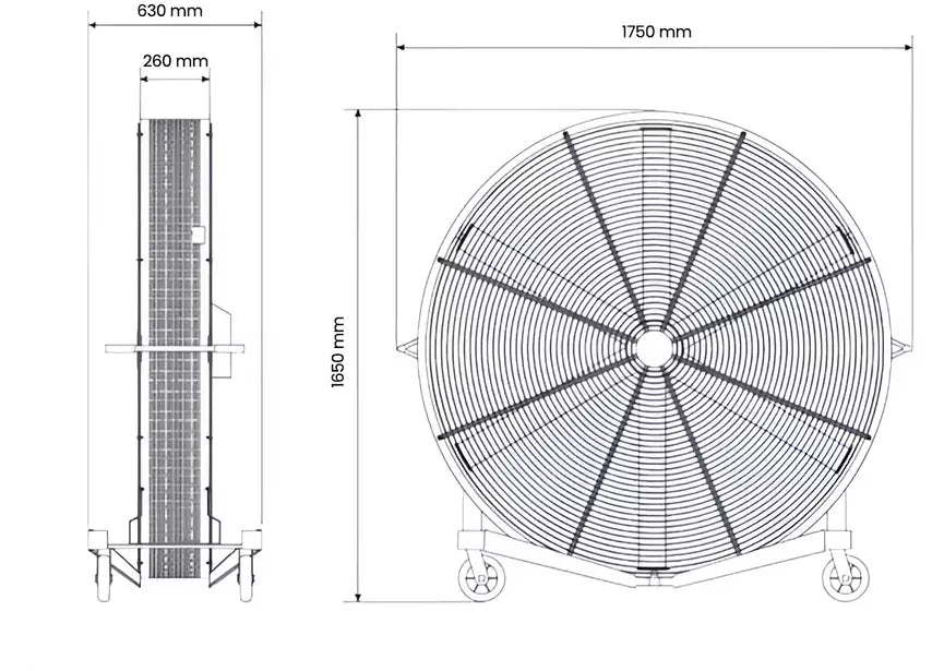 Industriële mobiele ventilator Ø1500mm 750W 220V MW Tools