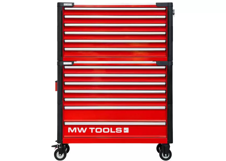 Gevulde brede, robuuste gereedschapswagen met topkoffer EV XL 567-delig MW Tools