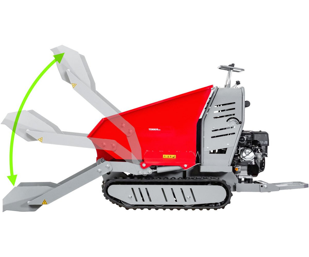 Hydrostatische mini rupsdumper met schop 80kg kipbak 500kg 9pk elektrische start Torros