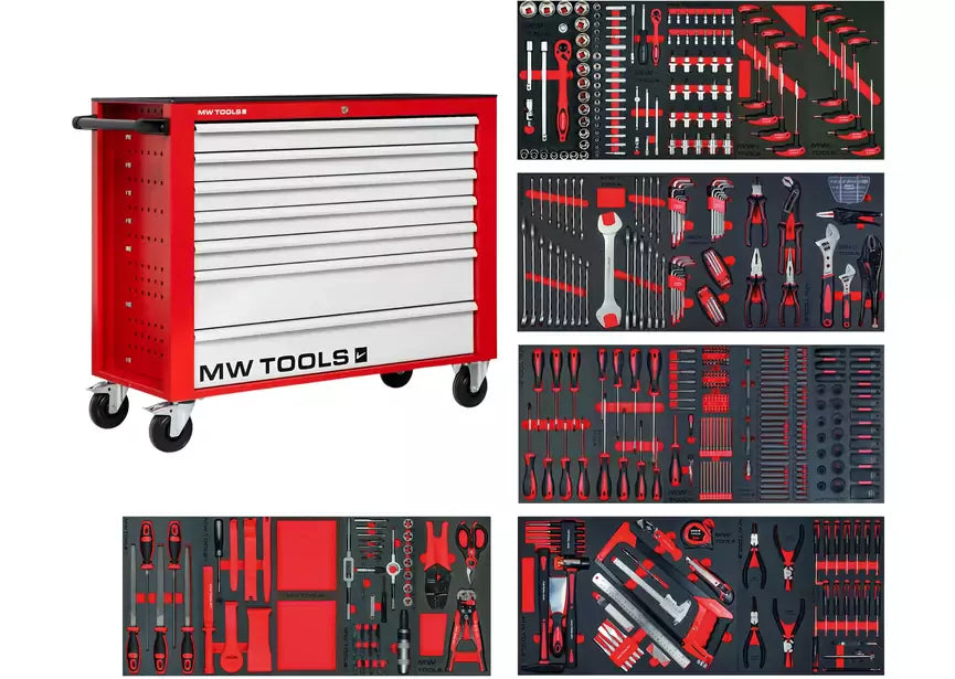 Gevulde brede gereedschapswagen XL 514-delig MW Tools