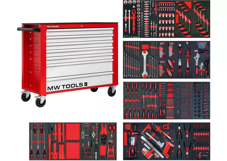 Gevulde brede gereedschapswagen XL 514-delig MW Tools