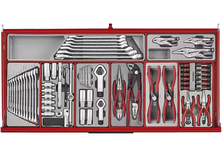 Gereedschapswagen rood midi master set 7 laden - 663-delig Teng Tools