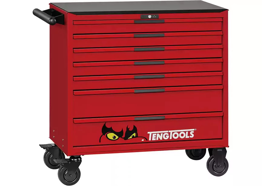 Gereedschapswagen rood midi master set 7 laden - 663-delig Teng Tools