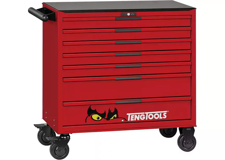 Gereedschapswagen rood midi master set 7 laden - 595-delig Teng Tools