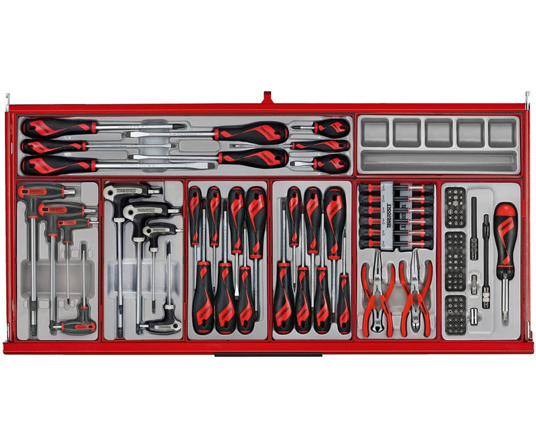 Gereedschapswagen rood midi master set 7 laden - 595-delig Teng Tools
