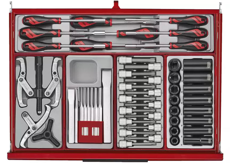 Gereedschapswagen rood mini master set 7 laden 628 delig Teng Tools
