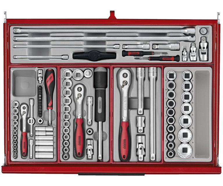 Gereedschapswagen rood mini master set 7 laden 628 delig Teng Tools