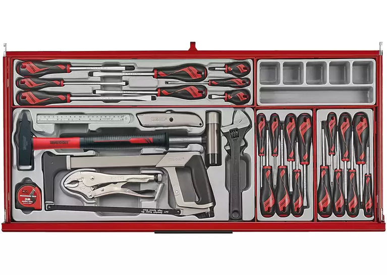 Gereedschapswagen rood midi master set 7 laden - 663-delig Teng Tools