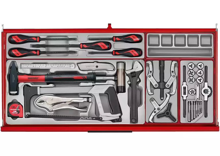 Gereedschapswagen rood midi master set 7 laden - 595-delig Teng Tools