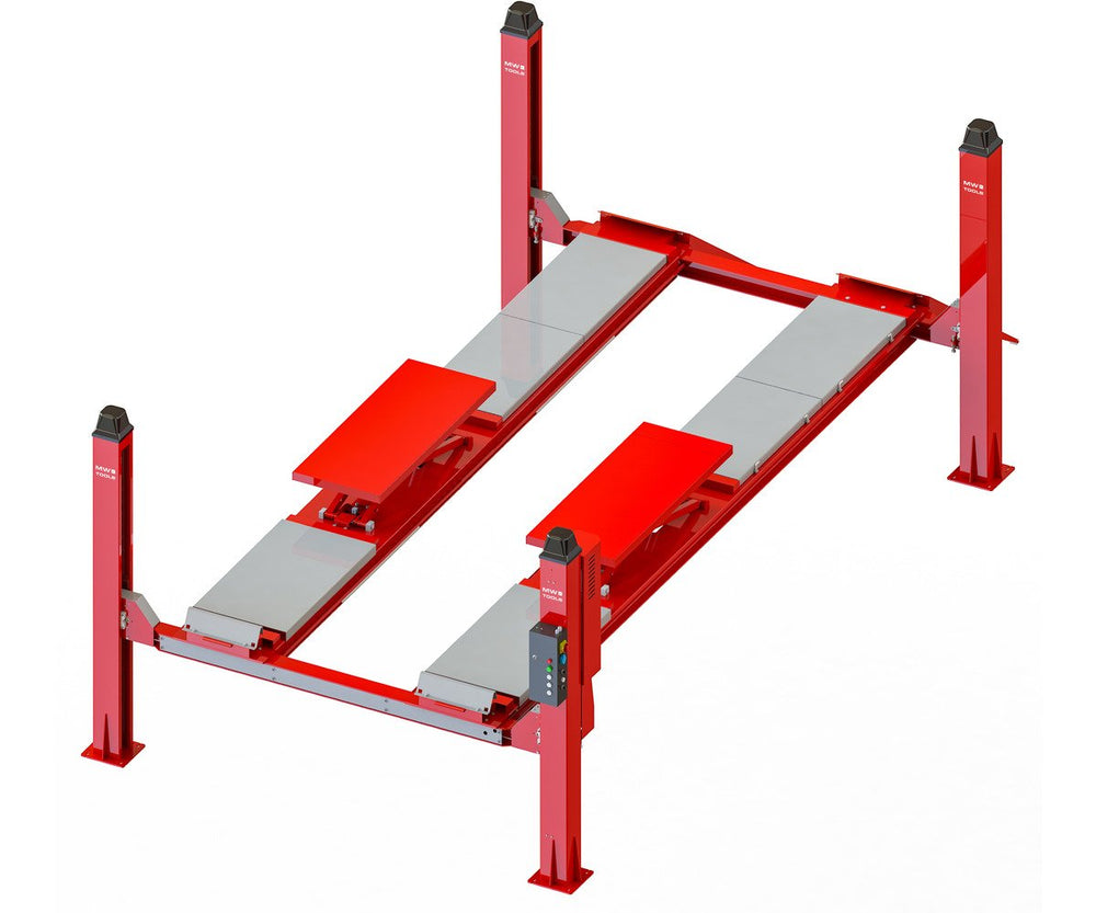 4-koloms hydraulische hefbrug 5,5 ton met uitlijnfunctie en hulplift 4 ton MW Tools