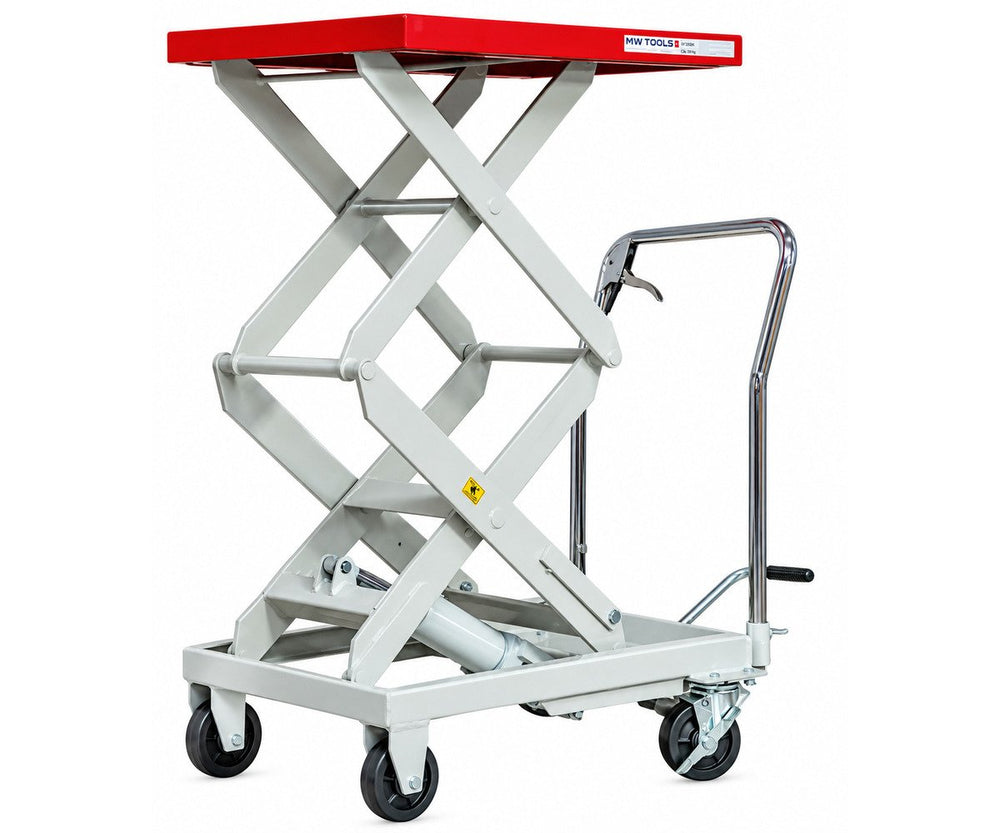 Hydraulische heftafel met dubbele schaar 300 kg - Hefhoogte 350 tot 1285 mm - Mobiel MW Tools