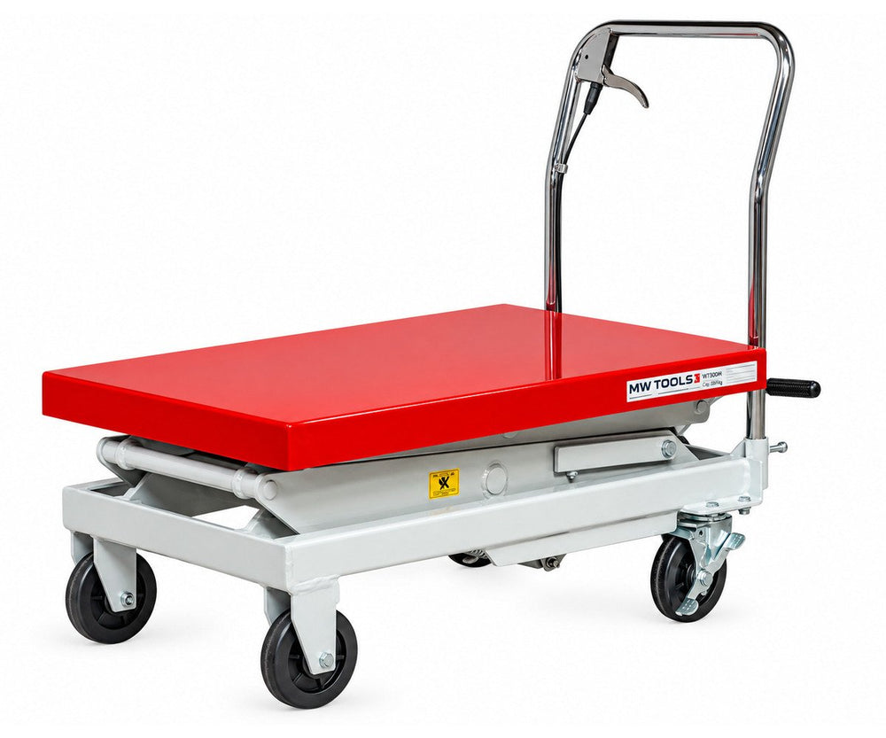Hydraulische heftafel met dubbele schaar 300 kg - Hefhoogte 350 tot 1285 mm - Mobiel MW Tools