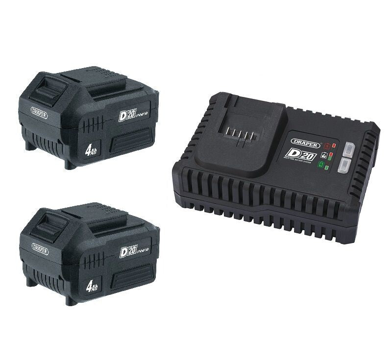 2 x D20 Accu 20V, 4.0Ah Li-ion (D55898) + 1 x D20 snellader (D91913)