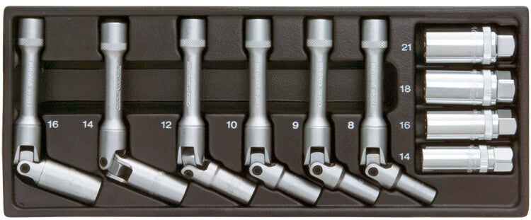 3/8" Bougie/gloeibougie doppenset, 10dlg, S-module