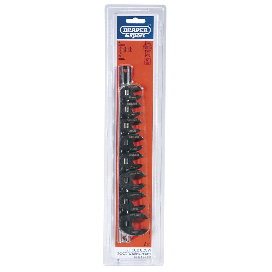 3/8" Kraaienpootsleutels open, 8dlg