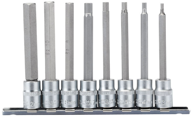 3/8" Doppenrail inbus lang, 8dlg