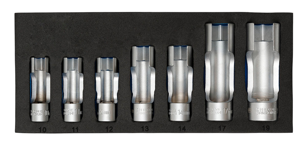 3/8" Doppenset met sleuf in FOAM, 7dlg