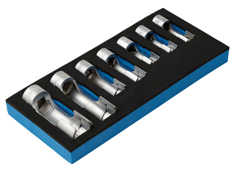 3/8" Doppenset met sleuf in FOAM, 7dlg