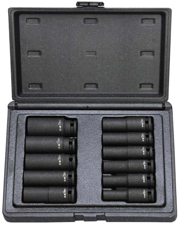 3/8" Krachtdoppenset lang, 11dlg