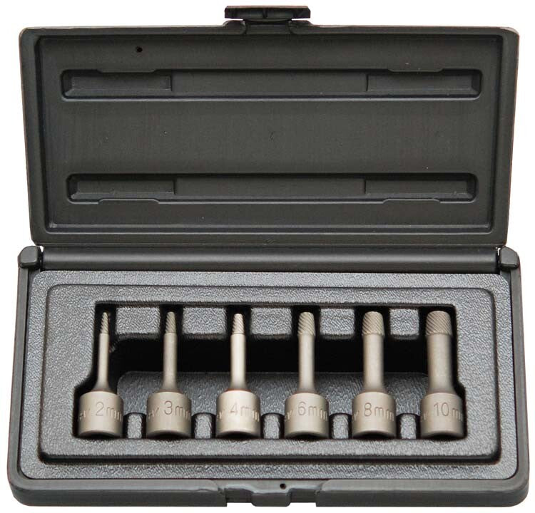 3/8" Spiraal doppenset, 6dlg, ext.