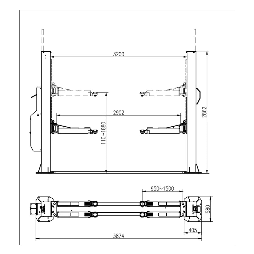 Lincos STD-5055M 230V – 2-koloms hefbrug 5,5 ton