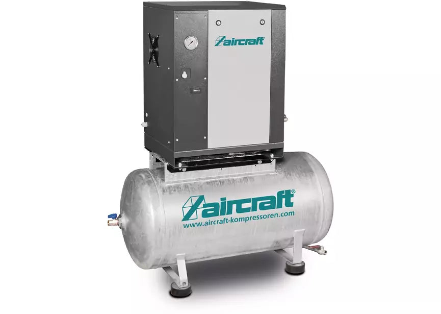 Schroefcompressor met drukvat 200 liter effectief afgegeven lucht 485 l/min 10 Bar 4 kW 400V Aircraft