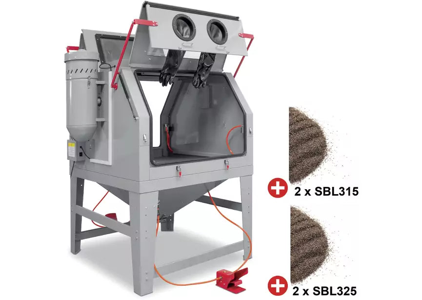 PACK straalcabine met 100 kg korund straalmiddel MW Tools