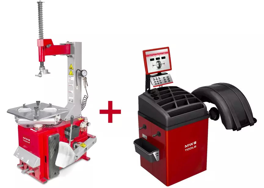 Set bandenwisselaar BT100 3x400V en balanceermachine BB350 230V MW Tools