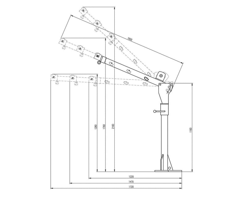Mobiele kraan 300/500kg met elektrische lier MW Tools