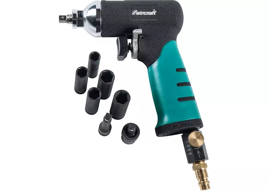 Set perslucht slagmoersleutel 1/4" 40 Nm + 5 lange slagdoppen Aircraft