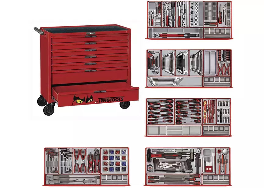 Gereedschapswagen rood midi master set 7 laden Teng Tools