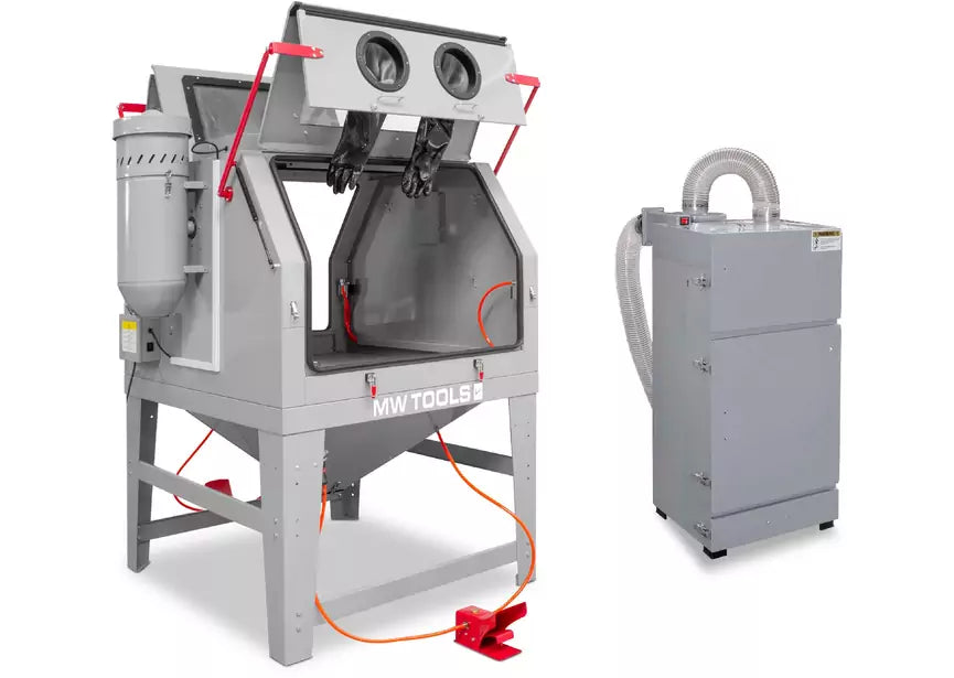 Straalcabine 1200 L pro dubbele werkpost met externe cyclonische afzuiging MW Tools