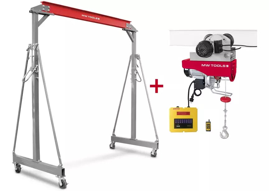 Portaalkraan 2T + elektrische takel en trolley 500/1000kg MW Tools