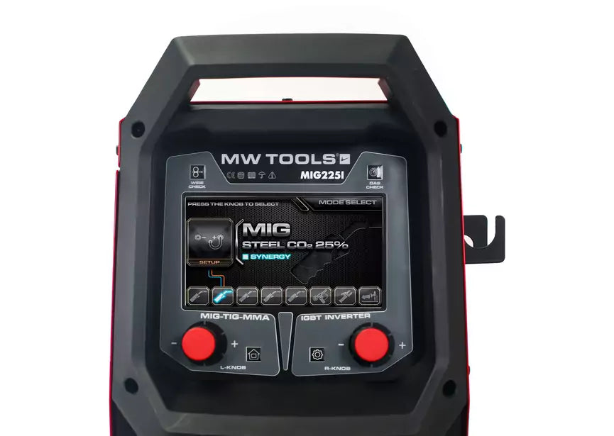 MIG industriële synergie lasinverter LCD 250A + accessoires MW Tools