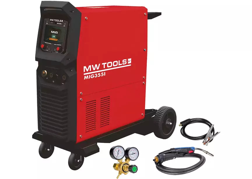 MIG industriële synergie lasinverter LCD 350A + accessoires MW Tools