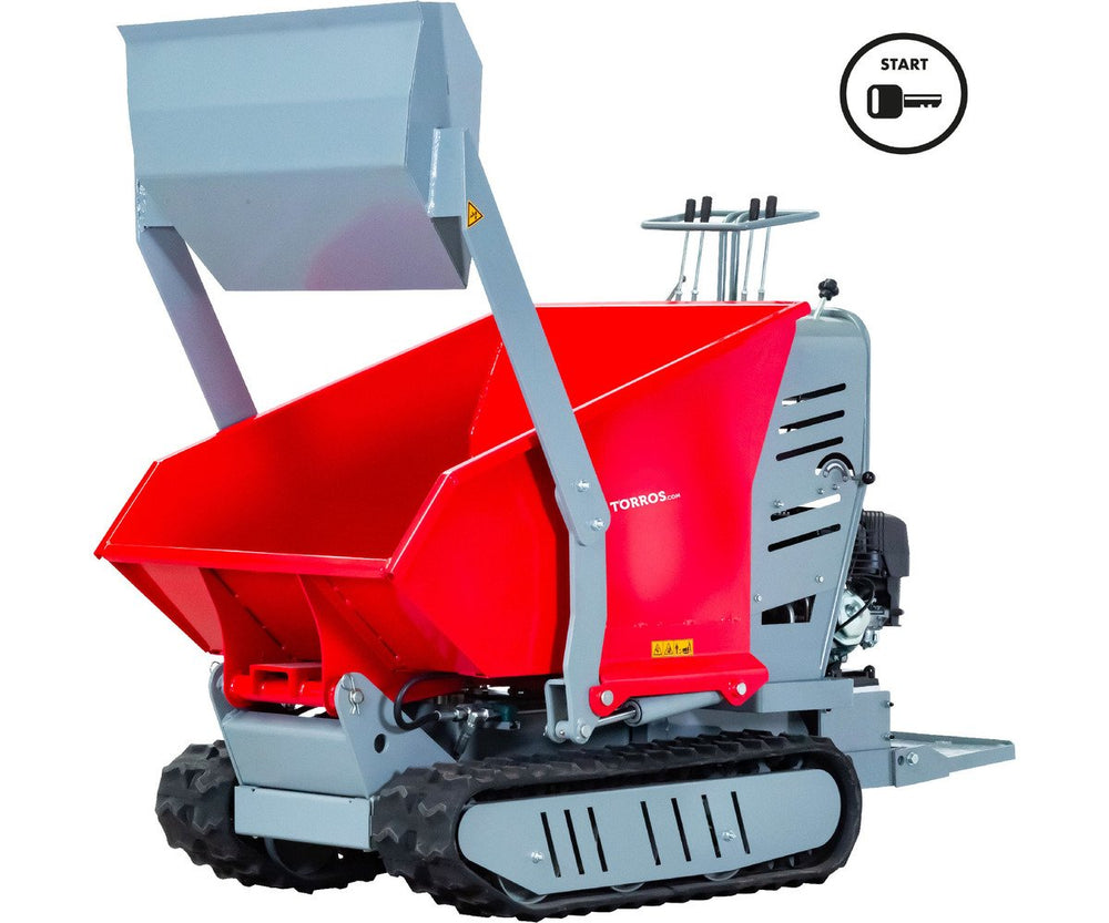 Hydrostatische mini rupsdumper met schop 80kg kipbak 500kg 9pk elektrische start Torros