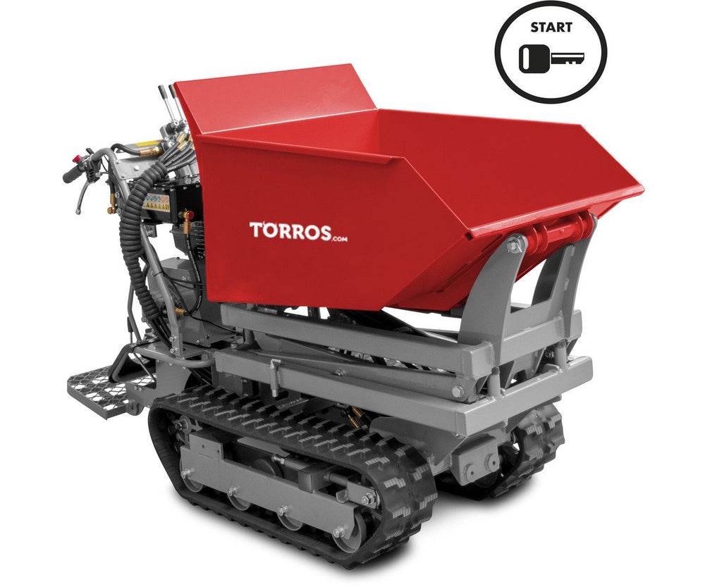 Mini schaardumper op rupsen kipbak 500kg 10pk 6+2R snelheden elektrische start Torros