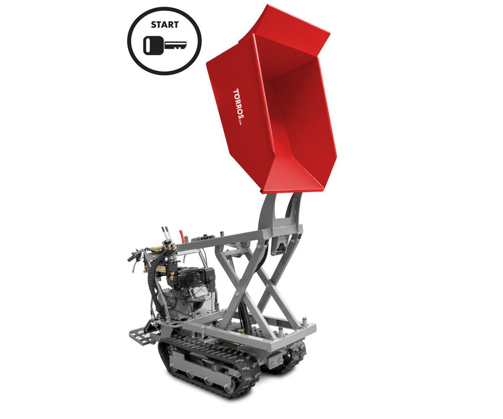 Mini schaardumper op rupsen kipbak 500kg 10pk 6+2R snelheden elektrische start Torros