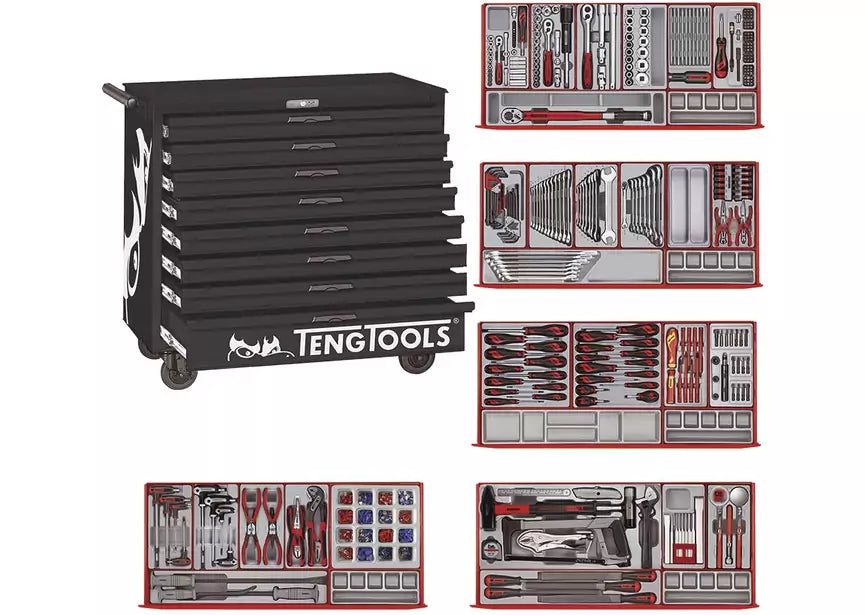 Gereedschapswagen black midi master set 8 laden Teng Tools