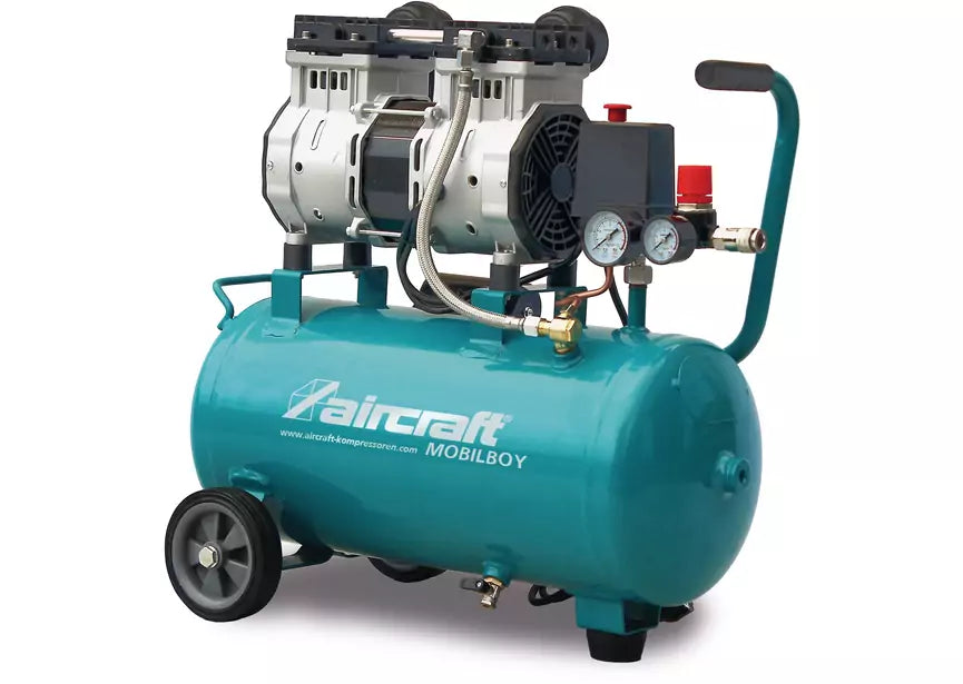 Mobiele compressor geluidsarm olievrij ketel 24 L 1,3 kW / 1,75 Pk 240 L/min 10 bar 230V Aircraft