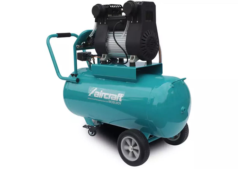 Mobiele compressor geluidsarm olievrij ketel 90 L 1,55 kW / 2,10 Pk 320 L/min 8 bar 230V Aircraft