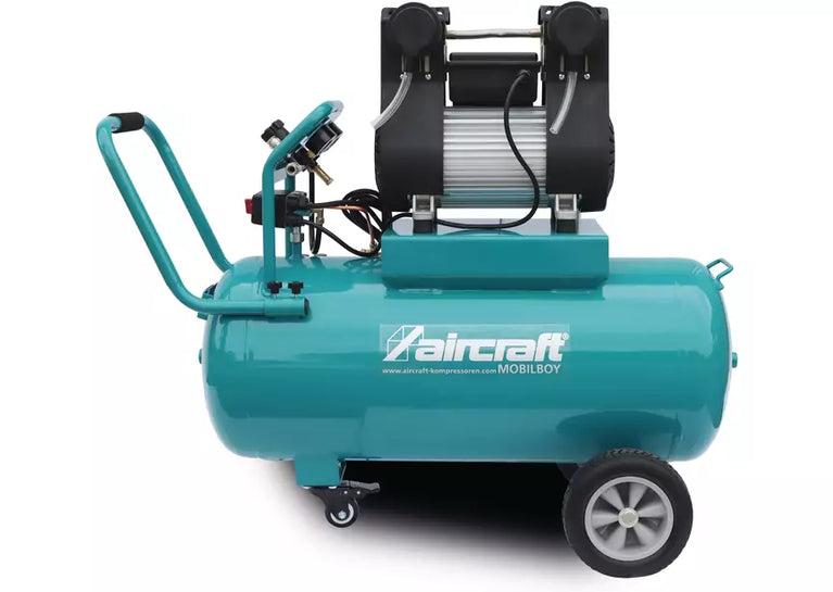 Mobiele compressor geluidsarm olievrij ketel 90 L 1,55 kW / 2,10 Pk 320 L/min 8 bar 230V Aircraft
