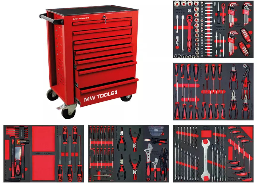 Gereedschapswagen Gevuld 212-delig STARTER MW-Tools