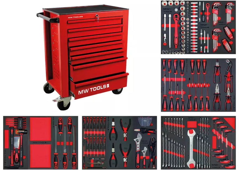 Gereedschapswagen Gevuld 212-delig STARTER MW-Tools