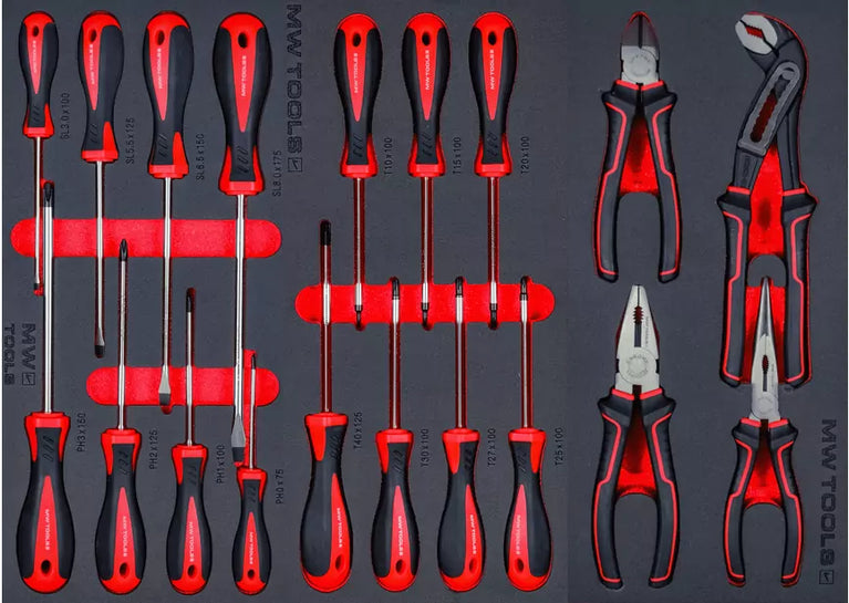 Gevulde gereedschapswagen met kast STARTER 212-delig MW Tools