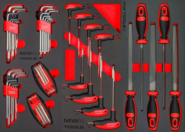 Gevulde brede, witte gereedschapswagen XL 514-delig MW Tools